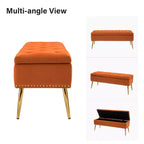 Banc de rangement avec garniture cloutée et capitonnage pour chambre à coucher - NOIR