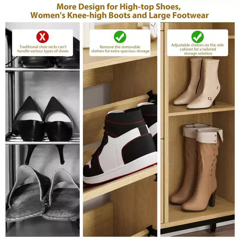 Meuble de rangement pour chaussures en rotin à 3 tiroirs Organisateur autoportant pour entrée/couloir (montage facile)