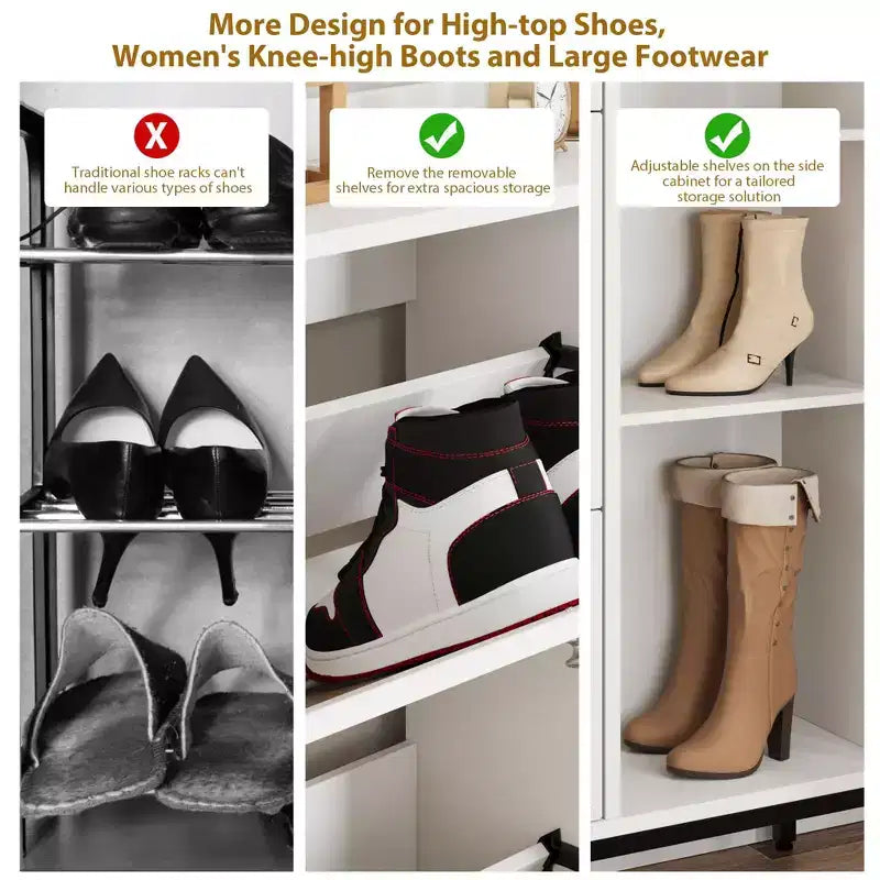 Meuble de rangement pour chaussures en rotin à 3 tiroirs Organisateur autoportant pour entrée/couloir (montage facile)