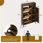 Meuble de rangement pour chaussures en rotin à 3 tiroirs Organisateur autoportant pour entrée/couloir (montage facile)
