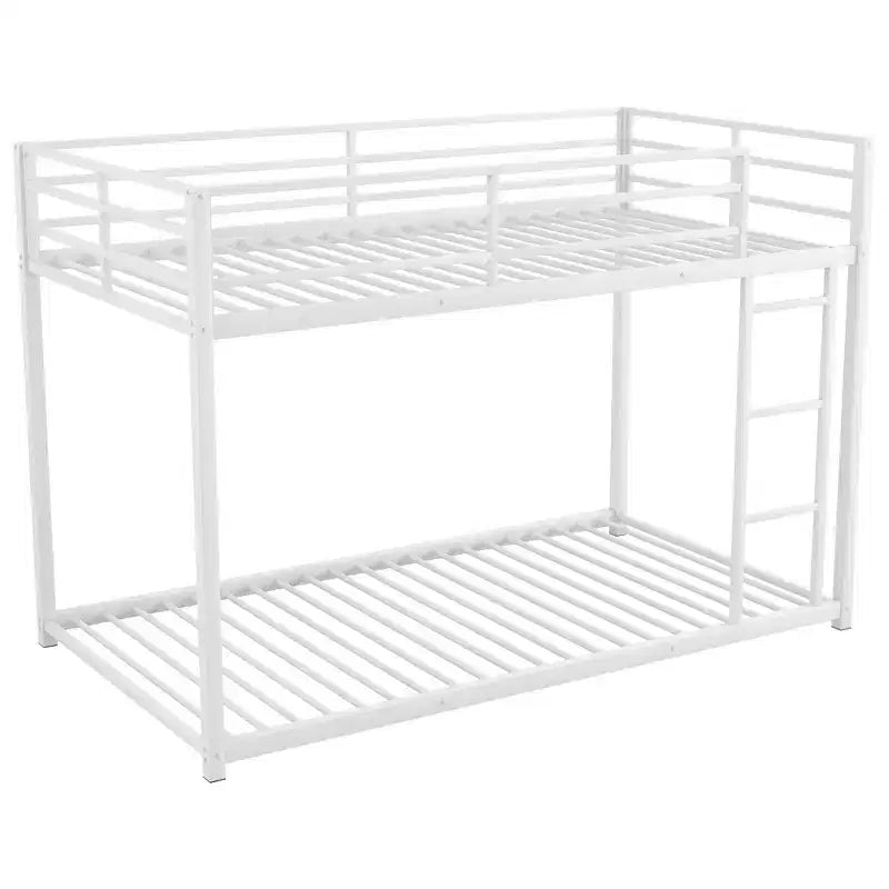 Lits superposés en métal de 77,1 po, lits jumeaux, avec échelle et garde-corps de sécurité, lits superposés pour enfants pour chambre à coucher, dortoir, blanc