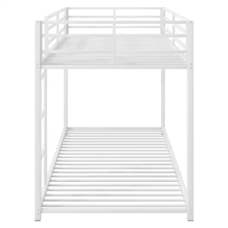 Lits superposés en métal de 77,1 po, lits jumeaux, avec échelle et garde-corps de sécurité, lits superposés pour enfants pour chambre à coucher, dortoir, blanc