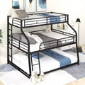 Twin XL Full XL over Queen Metal Triple Bunk Bed Frames for 3 Kids with Built-in Ladder and Full-Length Safety Guardrails