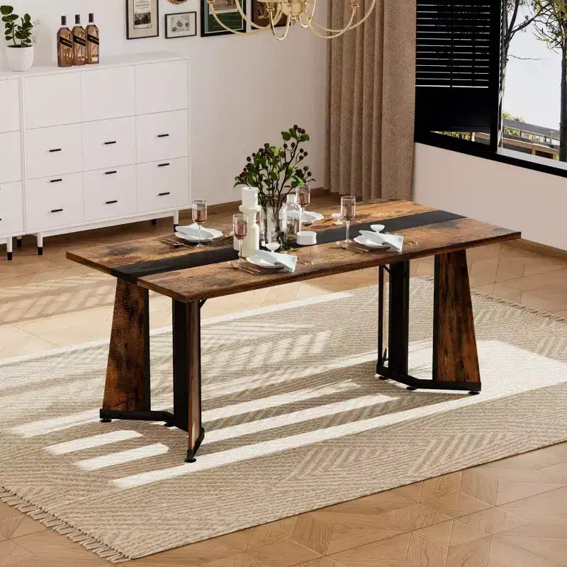 Ensemble de table à manger rectangulaire de 180 cm de long pour 8 personnes