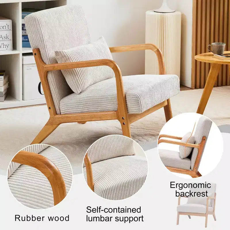 Fauteuil d'appoint moderne du milieu du siècle avec cadre en bois massif