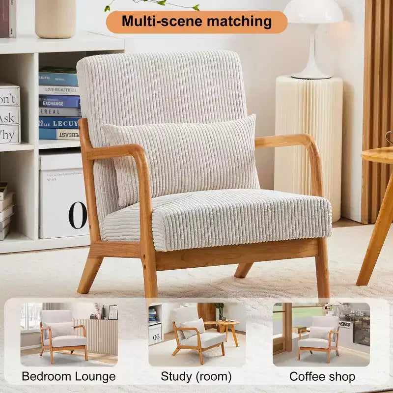 Fauteuil d'appoint moderne du milieu du siècle avec cadre en bois massif