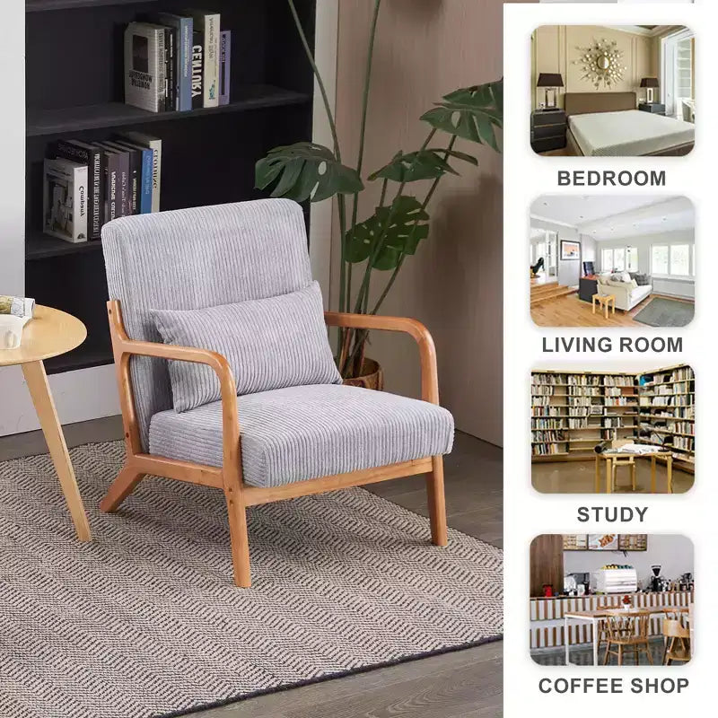 Fauteuil d'appoint moderne du milieu du siècle avec cadre en bois massif