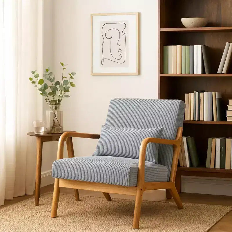 Fauteuil d'appoint moderne du milieu du siècle avec cadre en bois massif