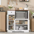 Meubles de cuisine pour micro-ondes avec rangement, buffet de salle à manger avec 3 portes, 1 tiroir et étagères réglables, meuble de rangement pour garde-manger