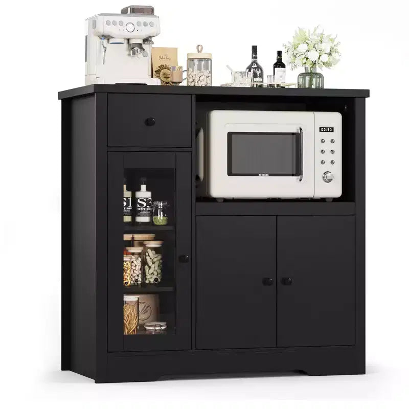 Meubles de cuisine pour micro-ondes avec rangement, buffet de salle à manger avec 3 portes, 1 tiroir et étagères réglables, meuble de rangement pour garde-manger