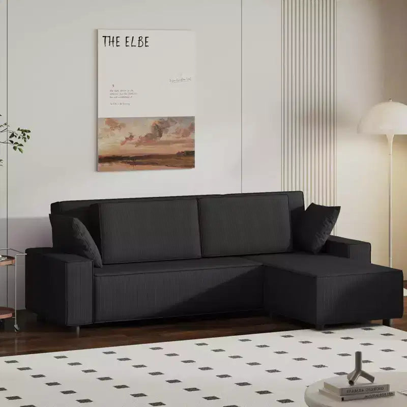 Canapé d'angle en forme de L de 96 po avec méridienne, canapé moderne 3 places en velours côtelé, canapé modulaire, accoudoirs larges, pour salon, appartement