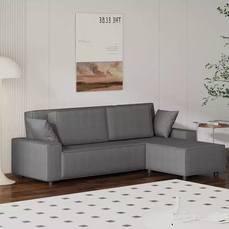 Canapé d'angle en forme de L de 96 po avec méridienne, canapé moderne 3 places en velours côtelé, canapé modulaire, accoudoirs larges, pour salon, appartement
