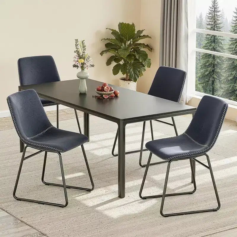 Lot de 4 chaises de cuisine et salle à manger bleu foncé