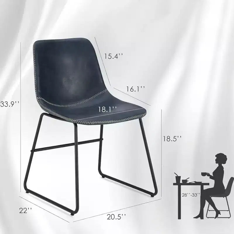 Lot de 4 chaises de cuisine et salle à manger bleu foncé