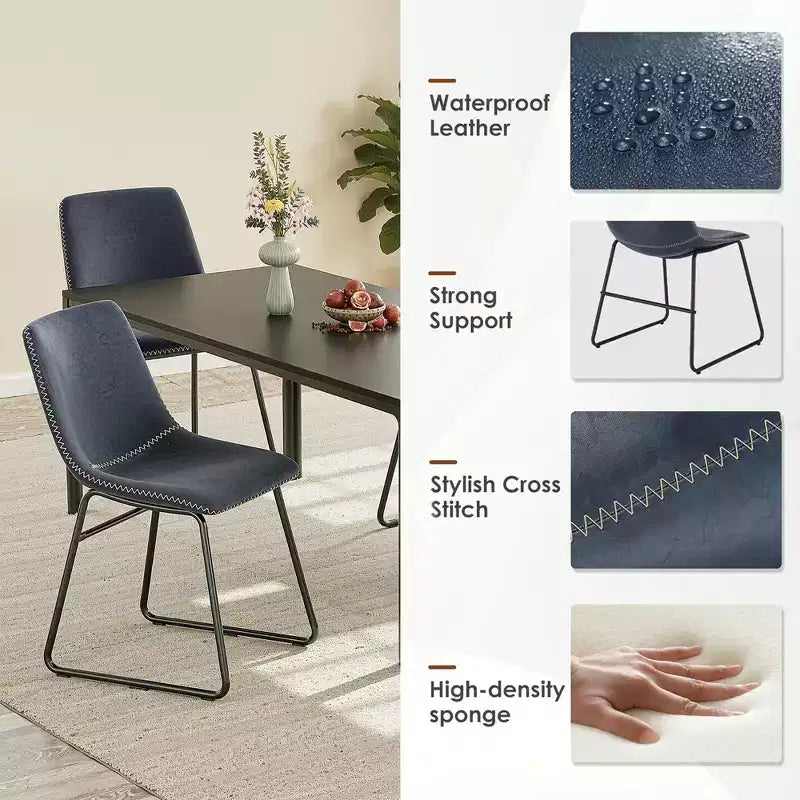 Lot de 4 chaises de cuisine et salle à manger bleu foncé