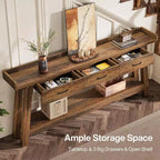 Console 2 Niveaux avec 3 Tiroirs, Table d'Appoint 70,9"