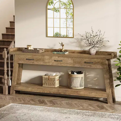 Console 2 Niveaux avec 3 Tiroirs, Table d'Appoint 70,9"