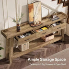 Console 2 Niveaux avec 3 Tiroirs, Table d'Appoint 70,9"