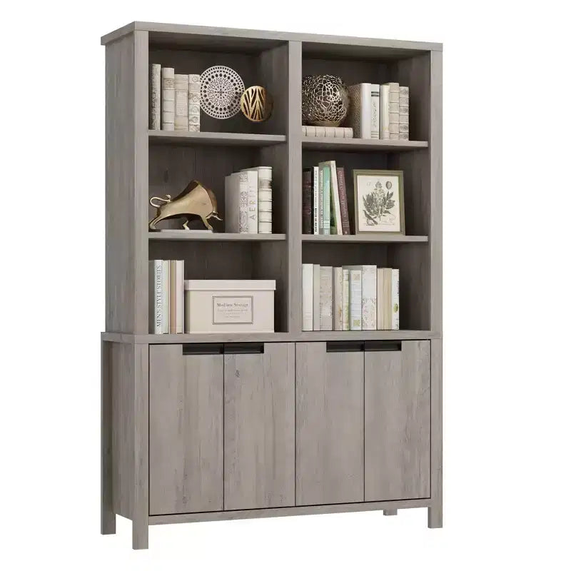 Bibliothèque de 189,2 cm de haut avec double rangement, grande bibliothèque à 6 niveaux, bibliothèques doubles larges, pour salon, bureau, bibliothèque, gris