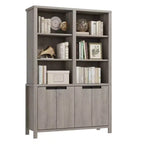 Bibliothèque de 189,2 cm de haut avec double rangement, grande bibliothèque à 6 niveaux, bibliothèques doubles larges, pour salon, bureau, bibliothèque, gris