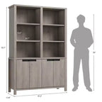 Bibliothèque de 189,2 cm de haut avec double rangement, grande bibliothèque à 6 niveaux, bibliothèques doubles larges, pour salon, bureau, bibliothèque, gris