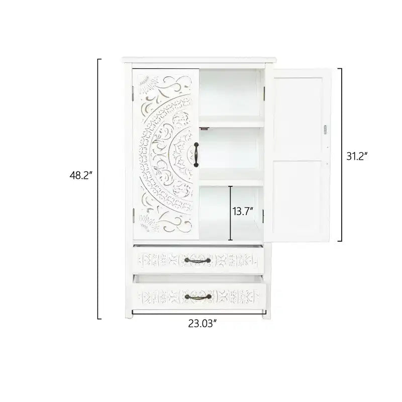 Meuble d'appoint de rangement transitionnel de 26,77'' avec 2 portes et 2 tiroirs