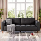 Canapé 3 places moderne 83 en similicuir avec coussin à ressorts, canapé de salon avec sièges profonds et 2 coussins de dossier amovibles