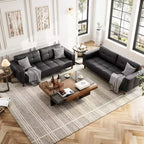 Canapé 3 places moderne 83 en similicuir avec coussin à ressorts, canapé de salon avec sièges profonds et 2 coussins de dossier amovibles