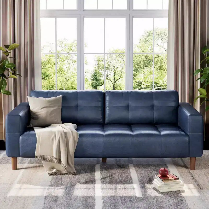 Canapé 3 places moderne 83 en similicuir avec coussin à ressorts, canapé de salon avec sièges profonds et 2 coussins de dossier amovibles