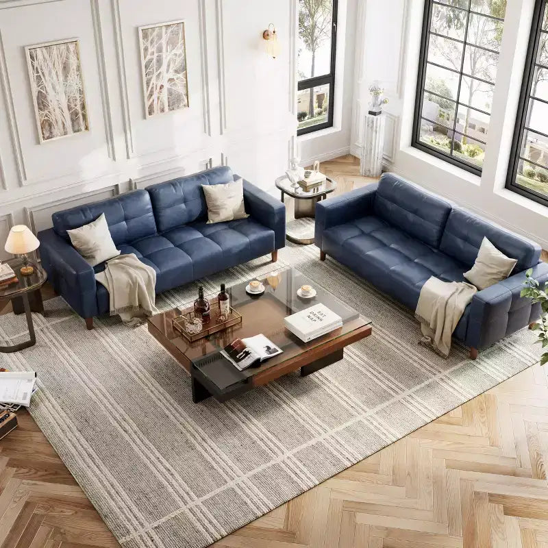Canapé 3 places moderne 83 en similicuir avec coussin à ressorts, canapé de salon avec sièges profonds et 2 coussins de dossier amovibles