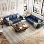 Canapé 3 places moderne 83 en similicuir avec coussin à ressorts, canapé de salon avec sièges profonds et 2 coussins de dossier amovibles