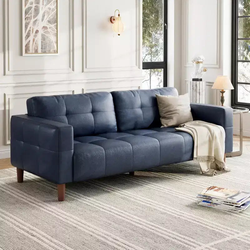 Canapé 3 places moderne 83 en similicuir avec coussin à ressorts, canapé de salon avec sièges profonds et 2 coussins de dossier amovibles