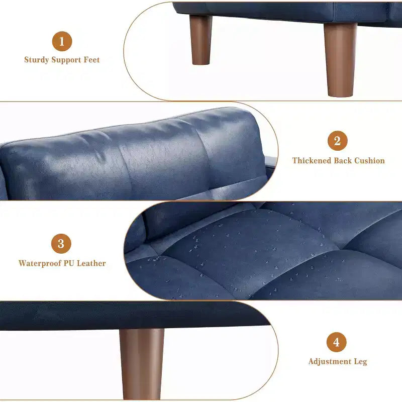 Canapé 3 places moderne 83 en similicuir avec coussin à ressorts, canapé de salon avec sièges profonds et 2 coussins de dossier amovibles