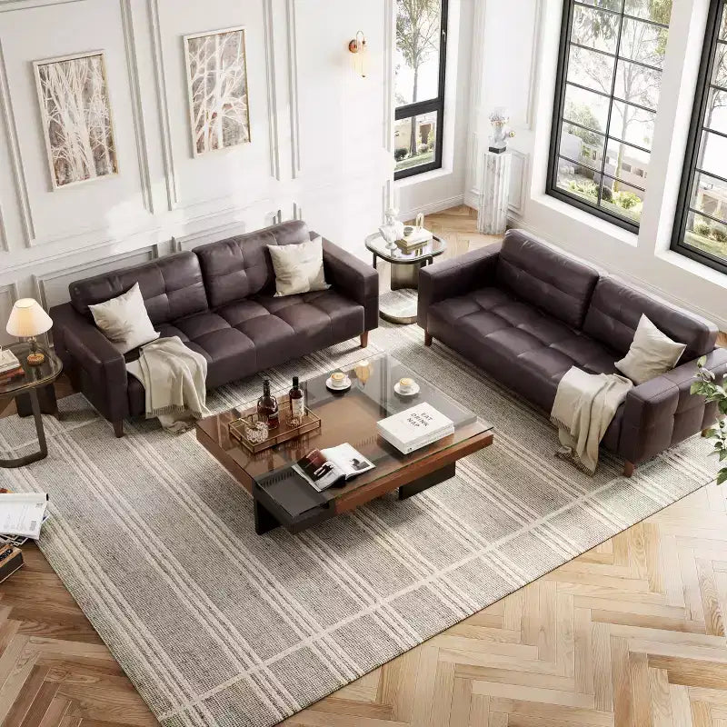 Canapé 3 places moderne 83 en similicuir avec coussin à ressorts, canapé de salon avec sièges profonds et 2 coussins de dossier amovibles