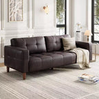 Canapé 3 places moderne 83 en similicuir avec coussin à ressorts, canapé de salon avec sièges profonds et 2 coussins de dossier amovibles