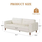 Canapé 3 places moderne 83 en similicuir avec coussin à ressorts, canapé de salon avec sièges profonds et 2 coussins de dossier amovibles
