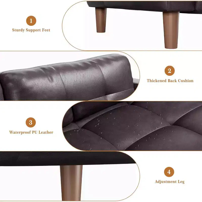 Canapé 3 places moderne 83 en similicuir avec coussin à ressorts, canapé de salon avec sièges profonds et 2 coussins de dossier amovibles