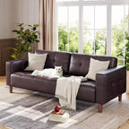 Canapé 3 places moderne 83 en similicuir avec coussin à ressorts, canapé de salon avec sièges profonds et 2 coussins de dossier amovibles