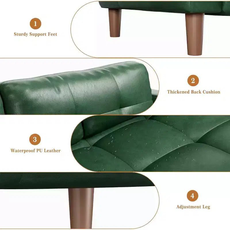 Canapé 3 places moderne 83 en similicuir avec coussin à ressorts, canapé de salon avec sièges profonds et 2 coussins de dossier amovibles