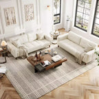 Canapé 3 places moderne 83 en similicuir avec coussin à ressorts, canapé de salon avec sièges profonds et 2 coussins de dossier amovibles