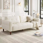 Canapé 3 places moderne 83 en similicuir avec coussin à ressorts, canapé de salon avec sièges profonds et 2 coussins de dossier amovibles
