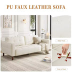 Canapé 3 places moderne 83 en similicuir avec coussin à ressorts, canapé de salon avec sièges profonds et 2 coussins de dossier amovibles