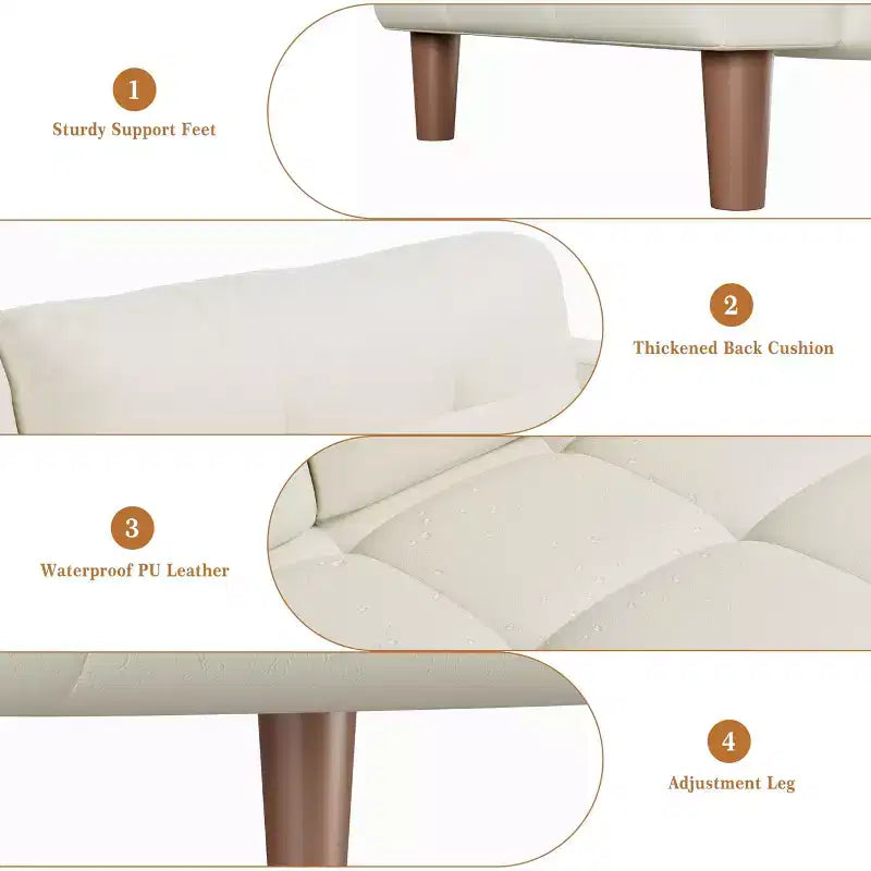 Canapé 3 places moderne 83 en similicuir avec coussin à ressorts, canapé de salon avec sièges profonds et 2 coussins de dossier amovibles