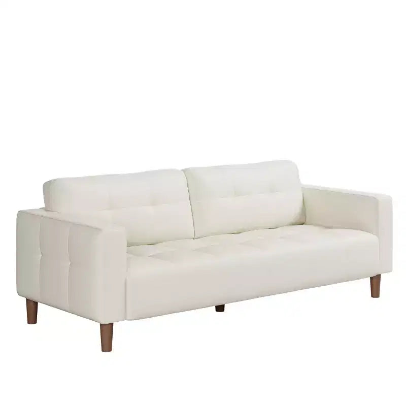 GustoWave Modern 83 Faux Leather 3-Seater Couch with Spring Cushion, Living Room Deep Seats Sofa with 2 Removable Back Cushions