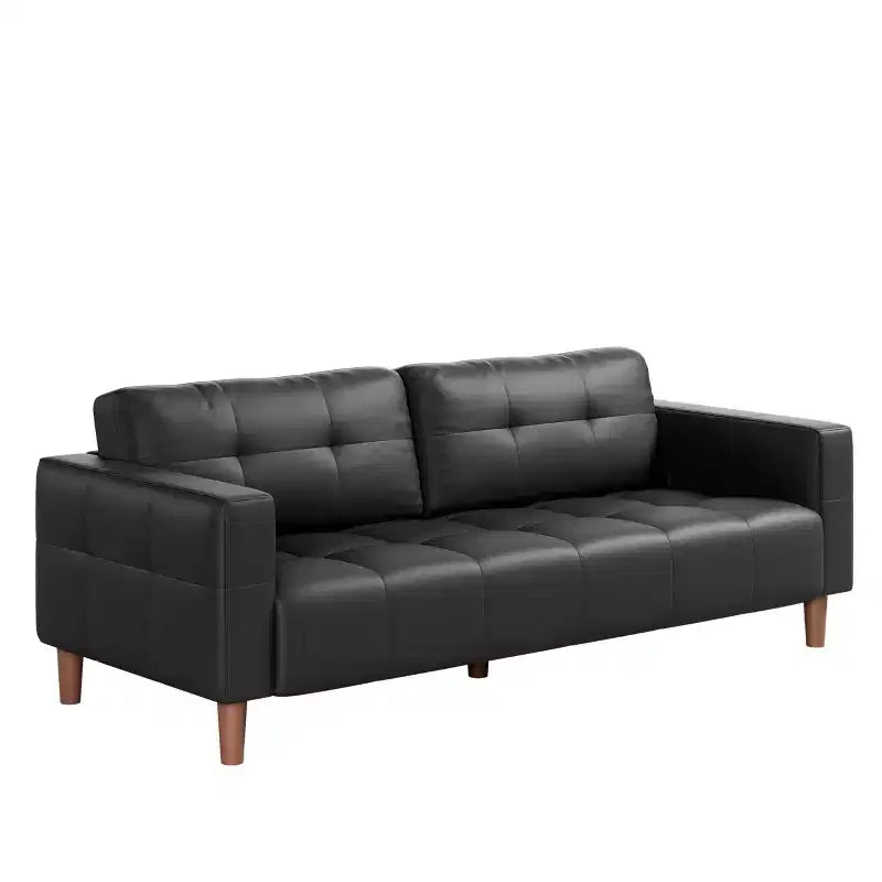 Canapé 3 places moderne 83 en similicuir avec coussin à ressorts, canapé de salon avec sièges profonds et 2 coussins de dossier amovibles