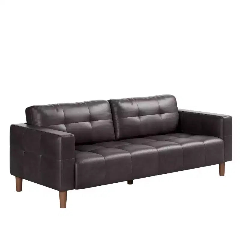 Canapé 3 places moderne 83 en similicuir avec coussin à ressorts, canapé de salon avec sièges profonds et 2 coussins de dossier amovibles