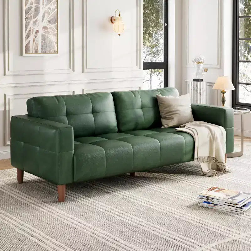 Canapé 3 places moderne 83 en similicuir avec coussin à ressorts, canapé de salon avec sièges profonds et 2 coussins de dossier amovibles
