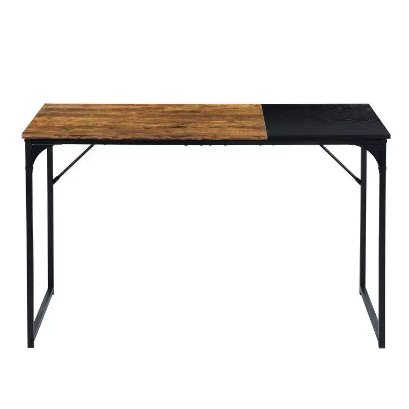 47.2 Table de bureau à domicile simple, bureau d'ordinateur portable, cadres métalliques robustes pour salle d'étude, marron et noir