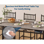 Ensemble table à manger pour 4 personnes, table de cuisine marron avec 2 chaises et un banc, table et banc avec rangement, ensemble de 4 pièces pour petit espace