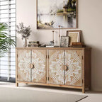 Console de rangement 60 po en bois de sapin de style rustique avec 4 portes
